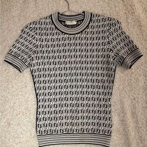 Fendi Black and White Monogram Short Sleeve Tee